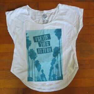 RECYCLED KARMA Short/Crop Top Size XS "Create Your Future" Inspirational  White